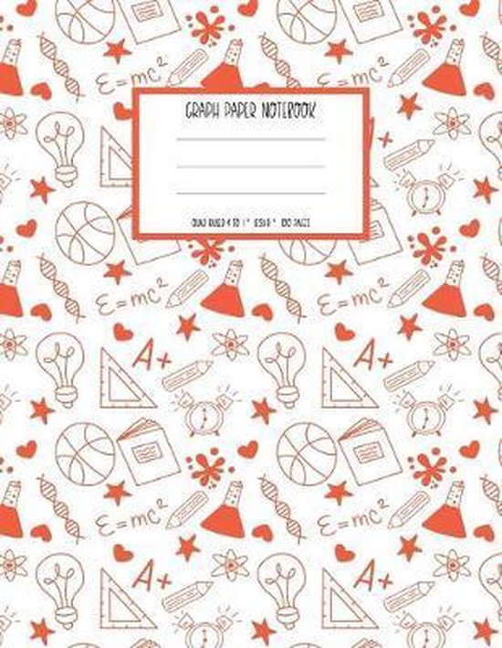 Graph Paper Notebook 1/2 Inch Squares for Kids Orange and White