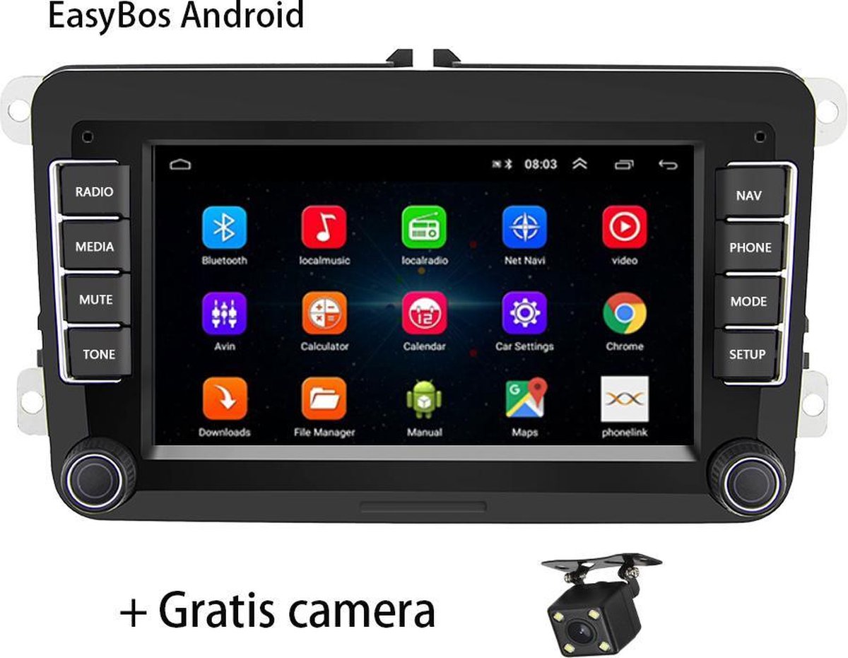 Boscer® Autoradio - Geschikt voor Volkswagen, Skoda & Seat - Apple Carplay & Android Auto (Draadloos) - Android 10 - Navigatiesysteem - 7 Inch HD scherm - Achteruitrijcamera & Externe Microfoon