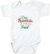 Rompertjes baby met tekst - Dear Santa I really tried - Romper wit - Maat 74/80