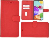 Geschikt voor Samsung Galaxy A31 hoes Effen Wallet Bookcase Hoesje Cover Rood Pearlycase
