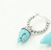 oorbel met hanger | blauw zilver