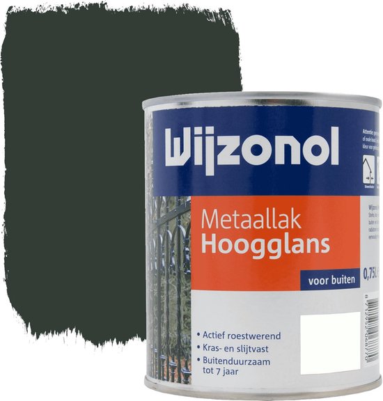 Blik Wijzonol metaallak hoogglans woudgroen voor buiten 0,75 liter, met staalglans.