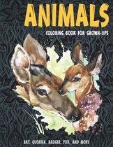 Animals - Coloring Book for Grown-Ups - Bat, Quokka, Badger, Fox, and more