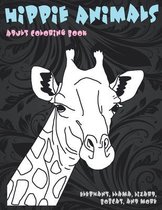 Hippie Animals - Adult Coloring Book - Elephant, Llama, Lizard, Bobcat, and more