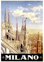 Vintage poster Milaan - Lombardije - Italië - Kathedraal Dom (Santa Maria) van Milaan - 70x50 cm