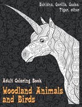 Woodland Animals and Birds - Adult Coloring Book - Echidna, Gorilla, Gecko, Tiger, other