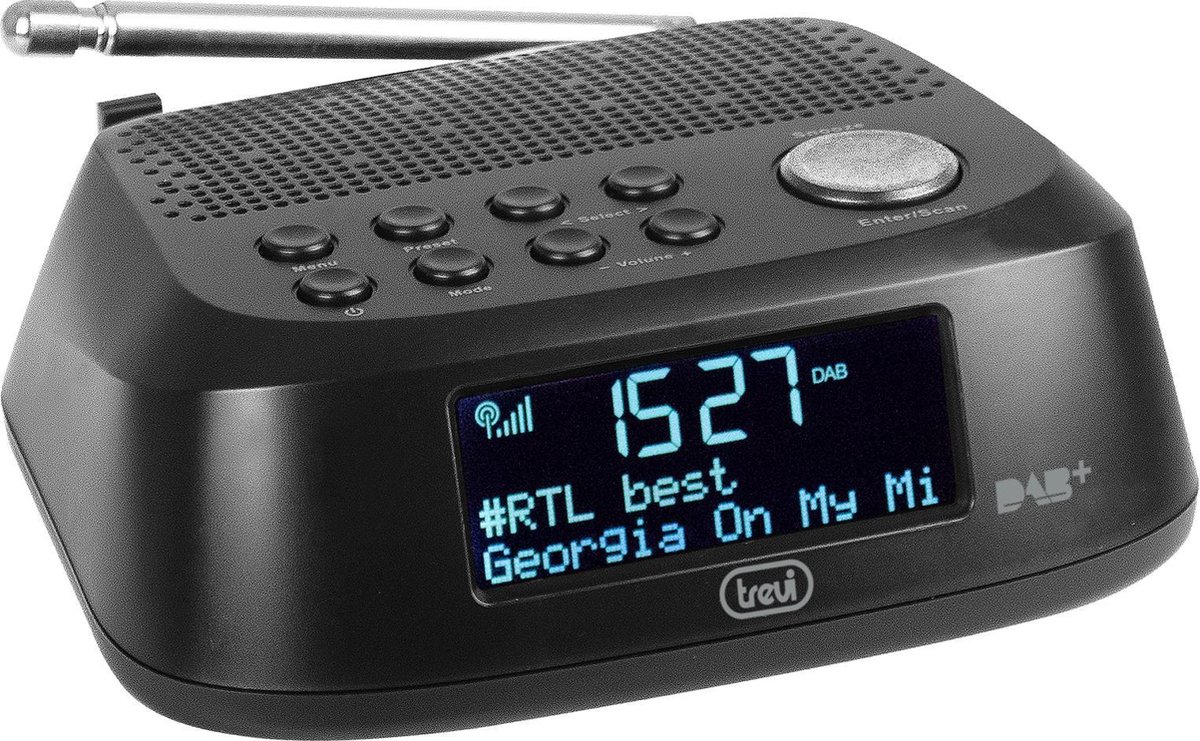 Trevi - Elektronische klokradio met digitale ontvager, DAB / DAB+, RC 80D4 DAB, zwart