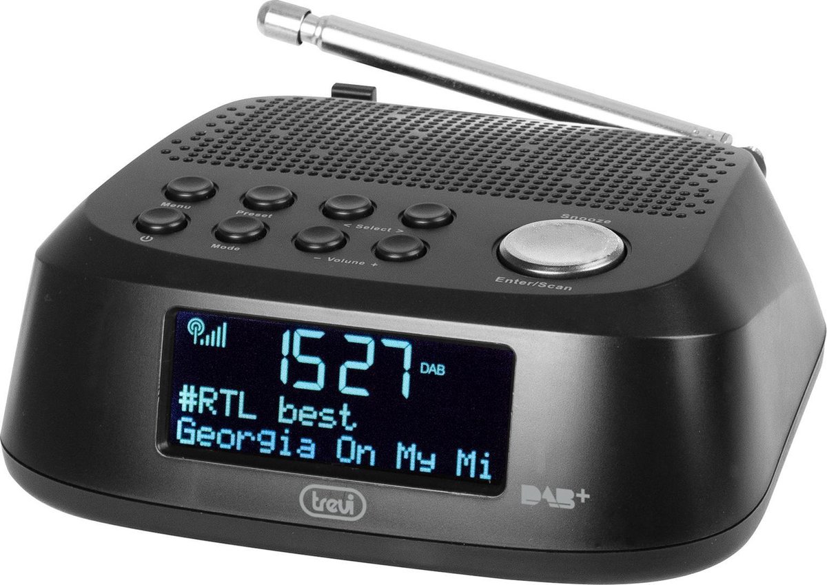 Trevi - Elektronische klokradio met digitale ontvager, DAB / DAB+, RC 80D4 DAB, zwart