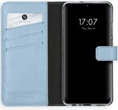 Huawei P Smart (2020) Hoesje met Pasjeshouder - Selencia Echt Lederen Booktype - Lichtblauw