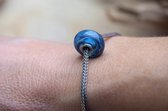 Urn-Crematie as gedenkbedel-Crematie as vast in glas-Crematieas kraal-Semi Transparant-Blauw Zilverglas-Assieraad-Gedenkbedel voor aan armband-Gedenkbedel voor aan ketting-Urn-Urn mens-Urn vo