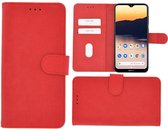 Nokia 2.3 hoes Effen Wallet Bookcase Hoesje Cover Rood Pearlycase