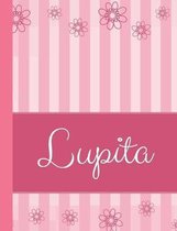 Lupita: Personalized Name College Ruled Notebook Pink Lines and Flowers