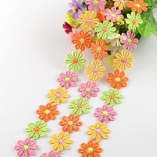 Menda City Zuidelijk Ochtend hobby lint bloemen, kleurrijk, 26mm breed, 2mm dik, 13m | bol.com