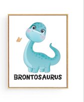 Postercity - Design Canvas Poster Dino Brontosaurus - Dinosaurus / Kinderkamer / Dieren Poster / Babykamer - Kinderposter / Babyshower Cadeau / Muurdecoratie / 80 x 60cm