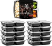 Meal Prep Bakjes - 10 stuks - 3 compartimenten - Lunchbox - Diepvriesbakjes - Vershoudbakjes - Plastic Bakjes Met Deksel - Magnetron Bakjes Met Deksel - Meal Prep - Vershouddoos - 1L - BPA vrij – Fitcrafters