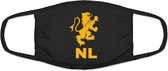 Nederlandse leeuw mondkapje | gezichtsmasker | bescherming | bedrukt | logo | Zwart  - Goud mondmasker van katoen, uitwasbaar & herbruikbaar. Geschikt voor OV