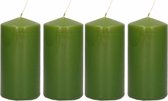 6x Olijfgroene cilinderkaarsen/stompkaarsen 5 x 10 cm 23 branduren - Geurloze kaarsen olijf groen - Woondecoraties