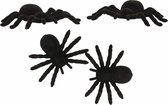 Halloween - 4x Nep spinnen 10 cm Halloween decoratie - Horror themafeest versiering - Plastic/kunststof dieren