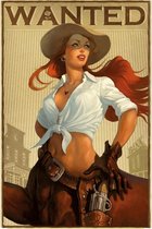 Wandbord - Wanted Cowboy Girl