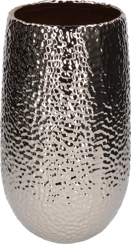 Cilinder vaas / bloemenvaas zilver 31 cm Deco vazen Woonaccessoires | bol.com