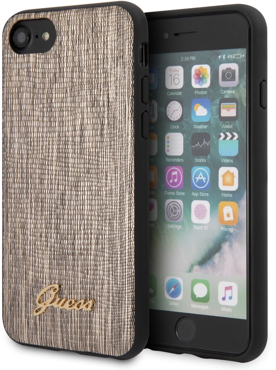 iPhone SE (2020)/8/7/6s/6 Backcase hoesje - Guess - Lizard Goud - Kunstleer