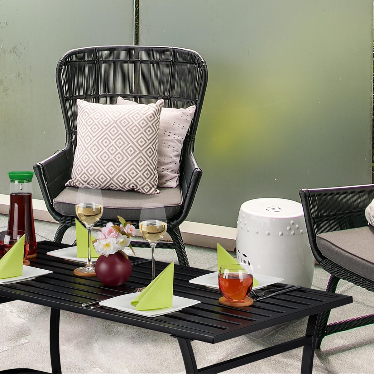 table de jardin relaxdays noir - table de balcon 60 x 120 cm - table métal  - table de... | bol.com