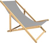 Strandstoel Holtaz - Inklapbaar - Hout - Comfortabele zonnebed - ligbed met verstelbare lighoogte - Grijs