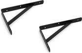 2x stuks plankdragers / schapdragers zwart staal met schoor 50 x 33 cm - plankendrager - planksteun / planksteunen / wandplankdragers