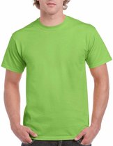 Set van 2x stuks lime Groene katoenen t-shirts voor heren 100% katoen - zware 200 grams kwaliteit - Basic shirts, maat: XL (42/54)