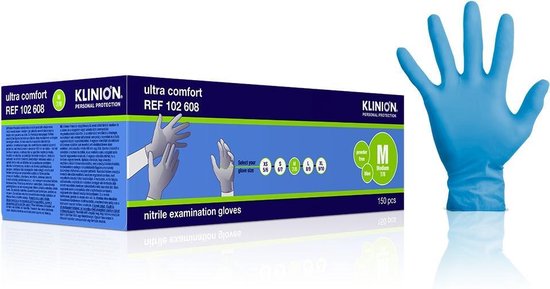 150 Sterke kwalitatieve Klinion nitrile wegwerphandschoenen - medium -  blauw -... | bol.com