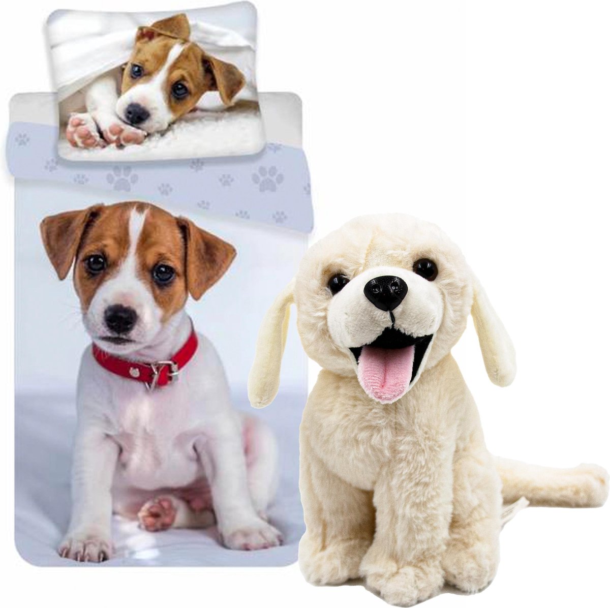 Dekbedovertrek 1 persoons 140x200 cm dieren honden Jack russel, incl.  speelgoed | bol.com