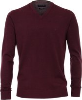 Casa Moda heren trui katoen - V-hals - bordeaux rood -  Maat: 6XL