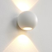 Wandlamp Denver Wit - Ø10cm - LED 2x4W 2700K 2x460lm - IP54 - Dimbaar > wandlamp binnen wit | wandlamp buiten wit | wandlamp wit | buitenlamp wit | muurlamp wit | led lamp wit | sfeer lamp wit | design lamp wit