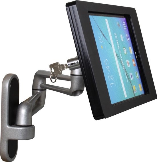 Metalen ladehouder - geschikt voor iPad 2, 3, 4e generatie, Air, Air 2 - Wandhouder VESA 100 - Beschermende behuizingsslot TORX-slot - wit Model: IS3W