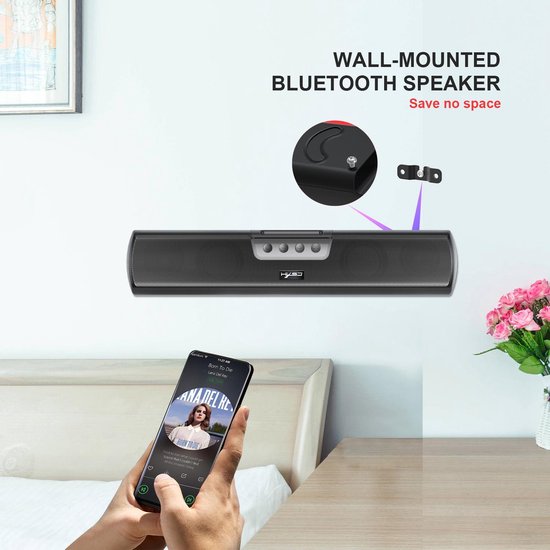 HXSJ Q3 Soundbar PC Speaker - AUX / Bluetooth draadloze - voor desktop computers / notebooks / smart-tvs / projector apparatuur - Zwart