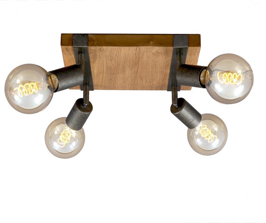 Briloner Leuchten BLACK STEEL Plafondlamp Plafonnière - 4 lichts - E27