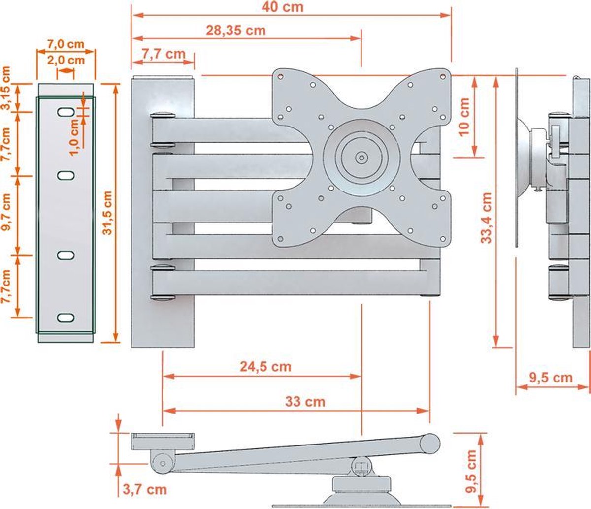 DQ Rotate XL 98,5 Cm Schwarz TV Wandhalterung Ab 99 Produktbild-Vorschau 6