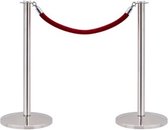 Poteau de barrière Seco Chrome 2pcs avec cordon et ruban rouge 1,5m
