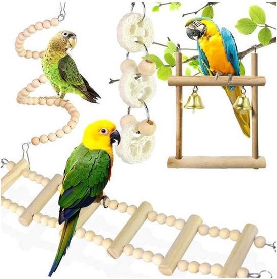 Pakket met 8 stuks vogel speelgoed - klimspeelgoed voor parkieten en kleine  papagaaien | bol.com