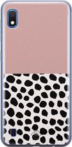 Samsung A10 hoesje siliconen - Stippen roze | Samsung Galaxy A10 case | Roze | TPU backcover transparant