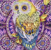 Diamond painting uil geel/paars 30 x 30 cm