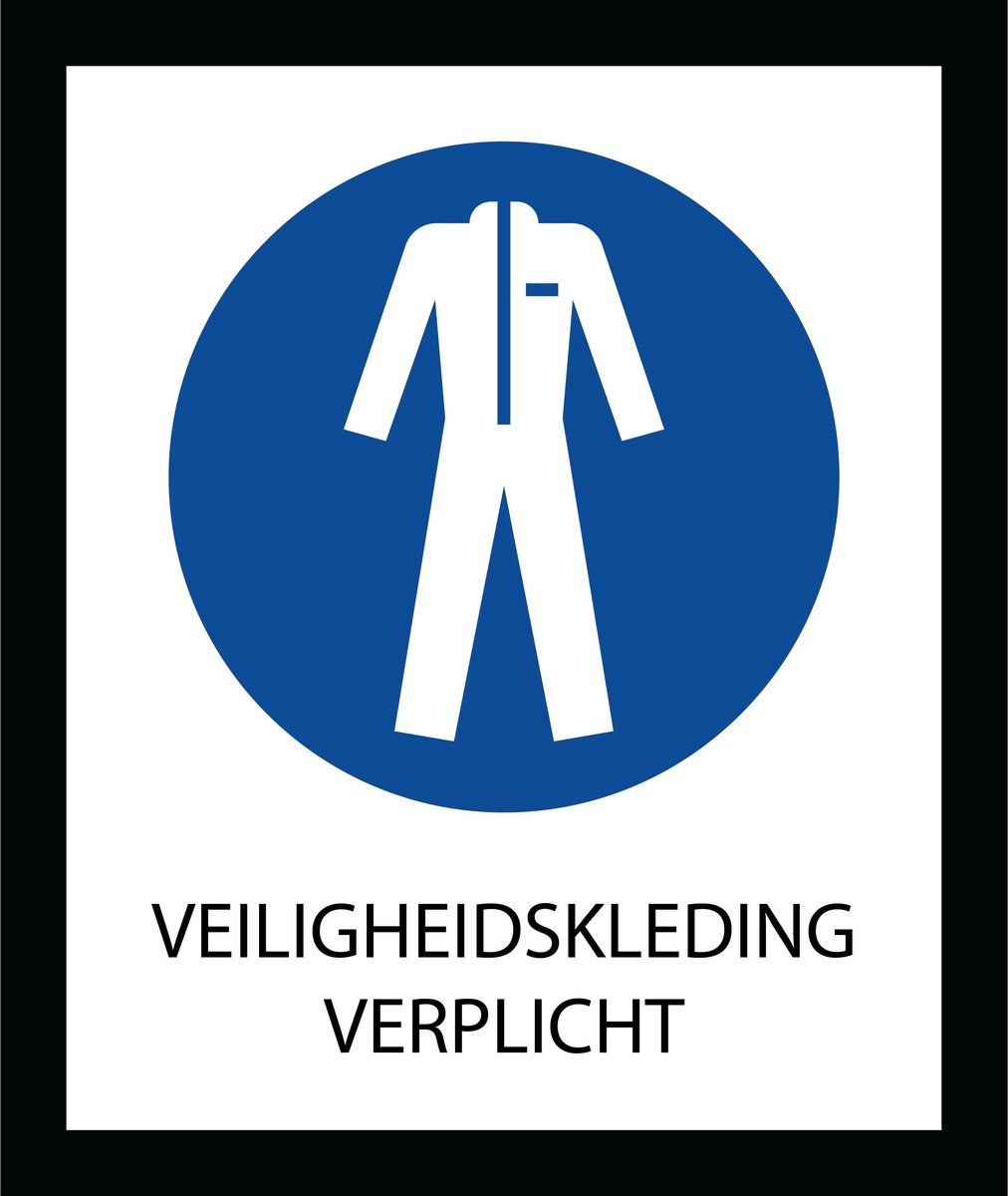 Bord ISO7010 Geboden Veiligheidskleding Verplicht 20 x 24 cm