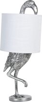 Clayre & Eef Tafellamp Ø 20*50 cm E27/max 1*60W Wit Kunststof Rond Flamingo Bureaulamp Nachtlampje