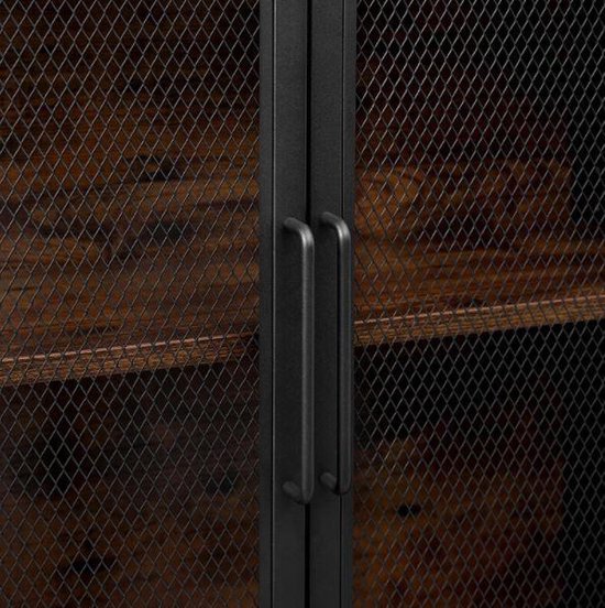 MIRA Home - Opbergkast - Boekenkast met 4 metalen deuren - Industrieel - Spaanplaat - Bruin/Zwart - 70x33x100 - MAZAZU