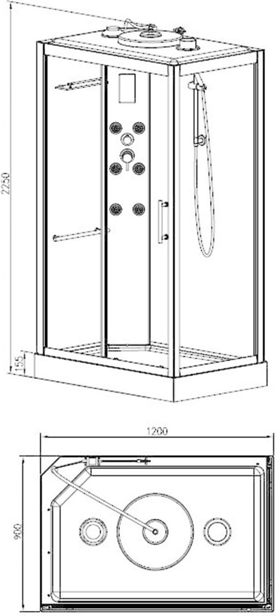 Complete Douchecabine Wiesbaden Sunshine 120x90x218 cm 5mm (Links)