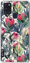 Casetastic Samsung Galaxy A21s (2020) Hoesje - Softcover Hoesje met Design - Painted Protea Print