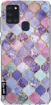 Casetastic Samsung Galaxy A21s (2020) Hoesje - Softcover Hoesje met Design - Purple Moroccan Tiles Print