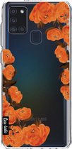 Casetastic Samsung Galaxy A21s (2020) Hoesje - Softcover Hoesje met Design - Orange Autumn Flowers Print