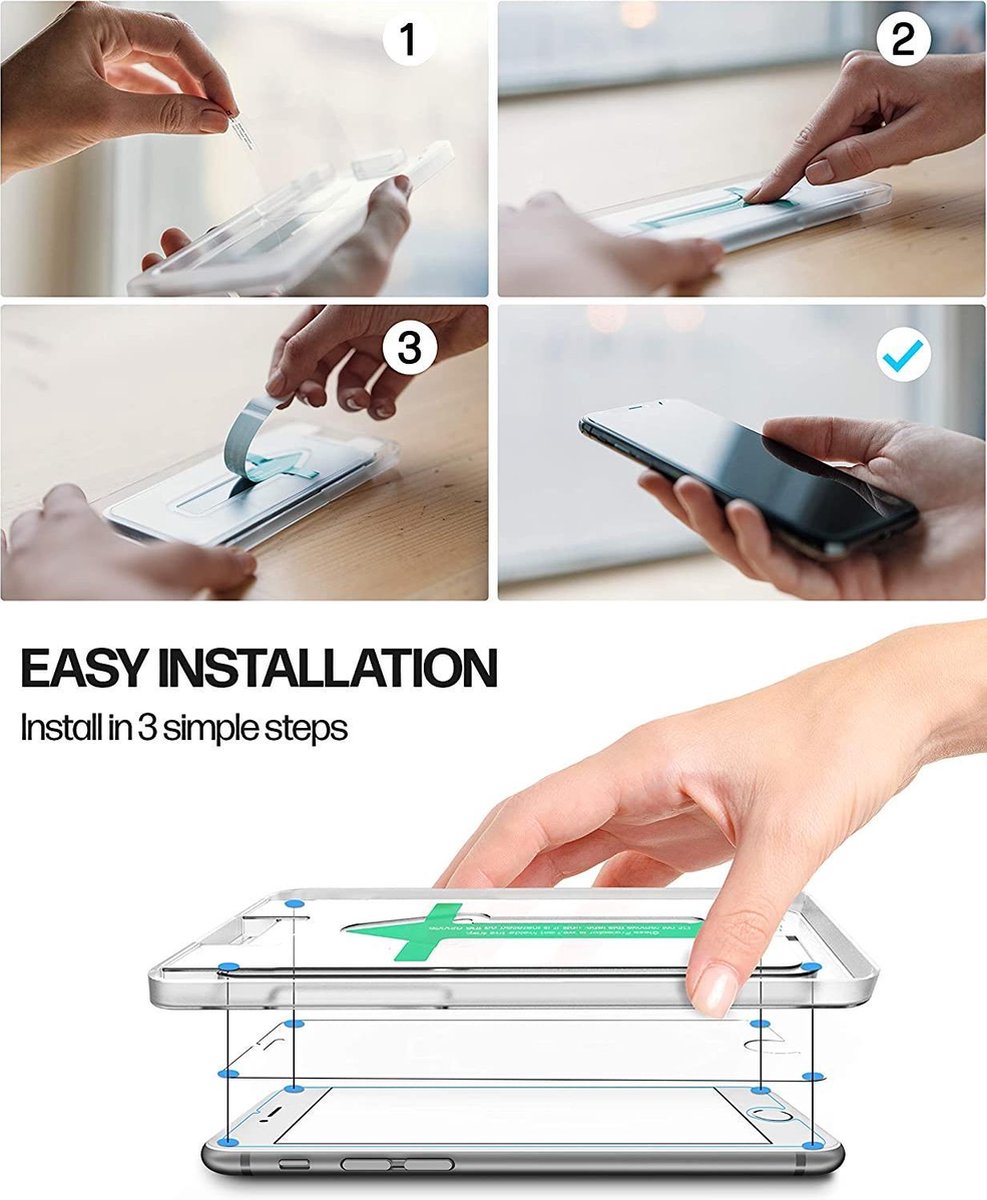 Power Theory iPhone 8 Plus / 7 Plus Screenprotector Gehard Glas [2-Pak] met Easy Install Kit (te gebruiken met case)