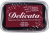 DE-000-325 Delicata stempelkussen groot - robijn rood met glitter - dekkend inkt